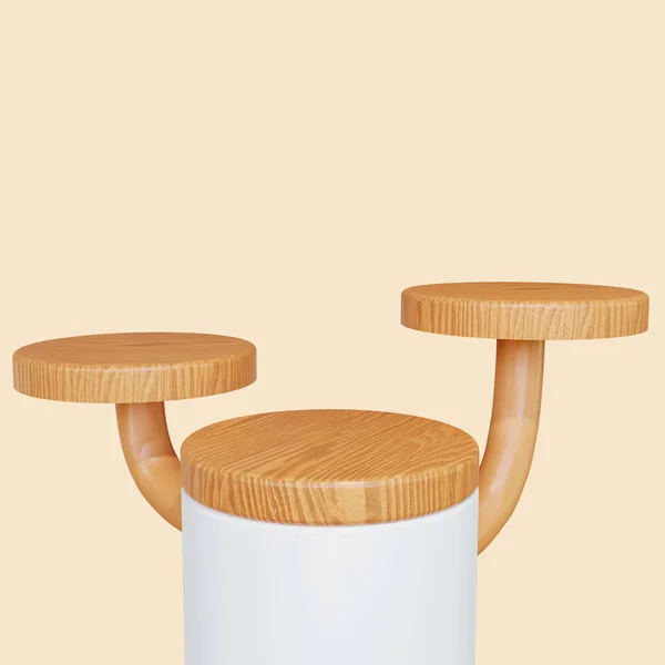 Realistic Render Wooden Tree Podium — Stock Photo, Image