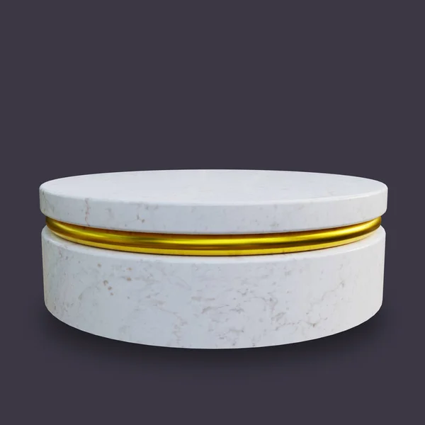 Realistic White Marble Podium Gold Ring — Foto de Stock