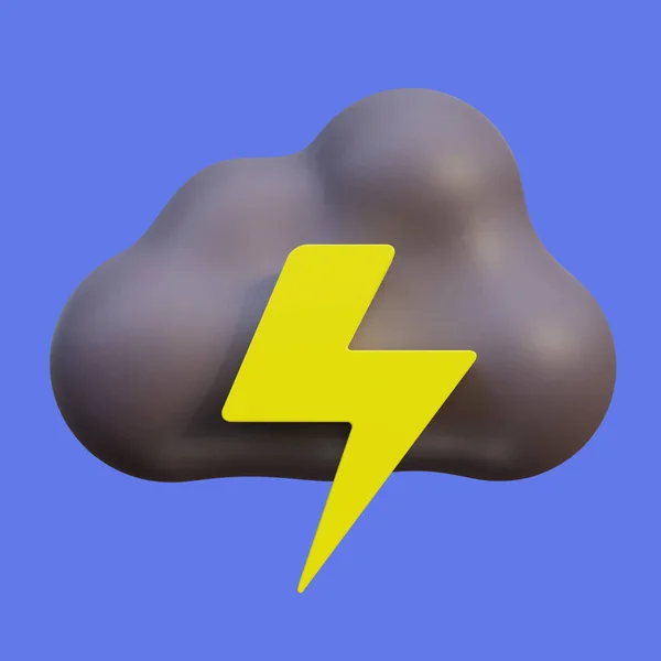 Stylized 3D Thunderstorm Weather Icon