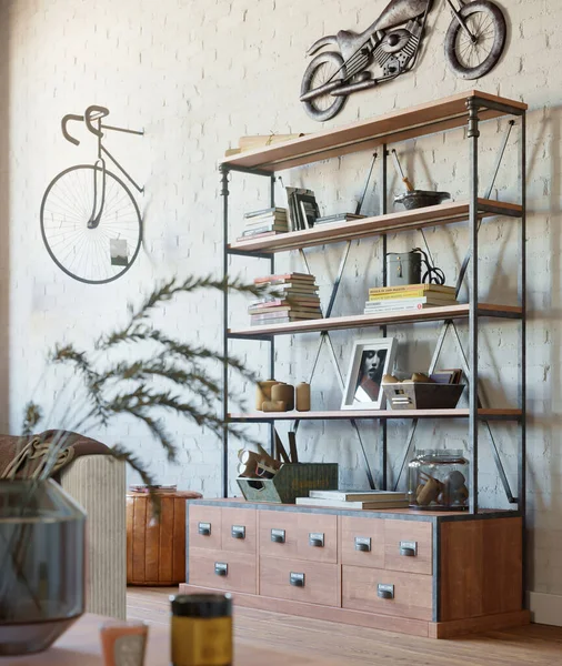 Modern Interior Room Bicycle — Stock Photo, Image