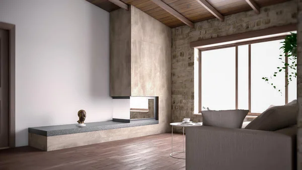 Render Mountain House Concept Interior Design — Stock Photo, Image
