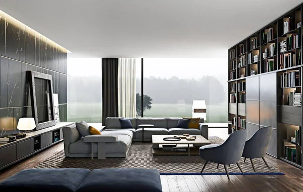 3d rendering lounge living room interior design