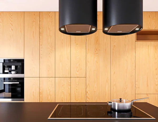 Küchenutensilien Und Geräte Auf Holztisch — Stockfoto