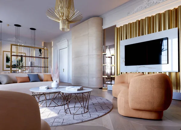 Interior Modern Living Room Sofa Chairs — Stock Photo, Image