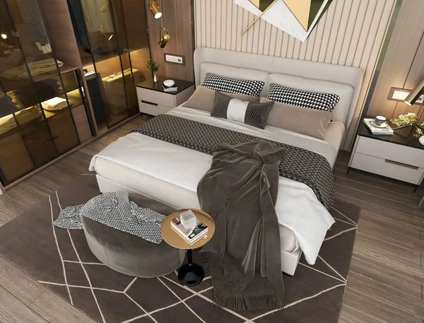Moderne Schlafzimmereinrichtung Mit Sofa Und Kissen — Stockfoto
