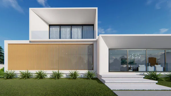 Bâtiment Moderne Avec Ciel Bleu Nuages Blancs — Photo