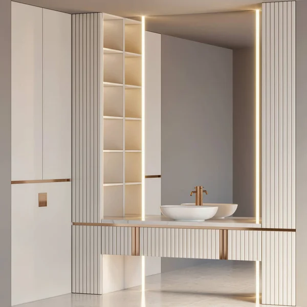 Rendering Modern Luxury Bathroom Furniture Interior Design Inspirations — Stockfoto