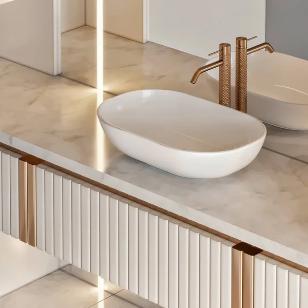 Rendering Modern Luxury Bathroom Furniture Interior Design Inspirations — Foto Stock