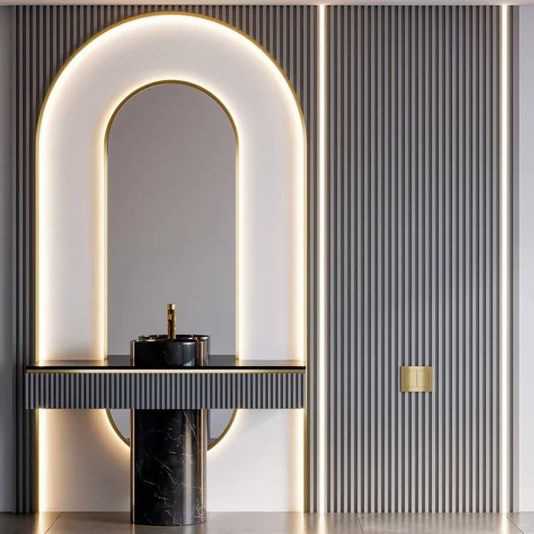 Rendering Modern Luxury Bathroom Furniture Interior Design Inspirations — Stockfoto