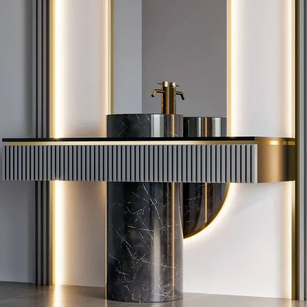 Rendering Modern Luxury Bathroom Furniture Interior Design Inspirations — Stock fotografie