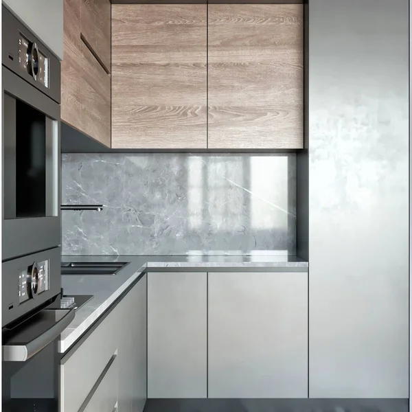 Rendering Modern Luxury Kitchen Interior Design Inspiration — 스톡 사진