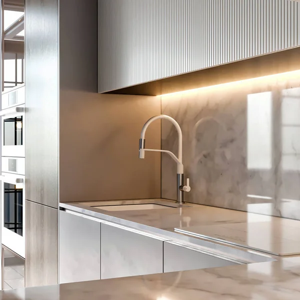 Rendering Modern Luxury Kitchen Interior Design Inspiration — 图库照片