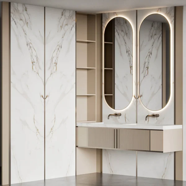 Render Modern Luxury Bathroom Furniture Interior Design Inspiration — Stock fotografie