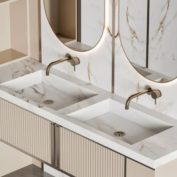 Render Modern Luxury Bathroom Furniture Interior Design Inspiration — 图库照片