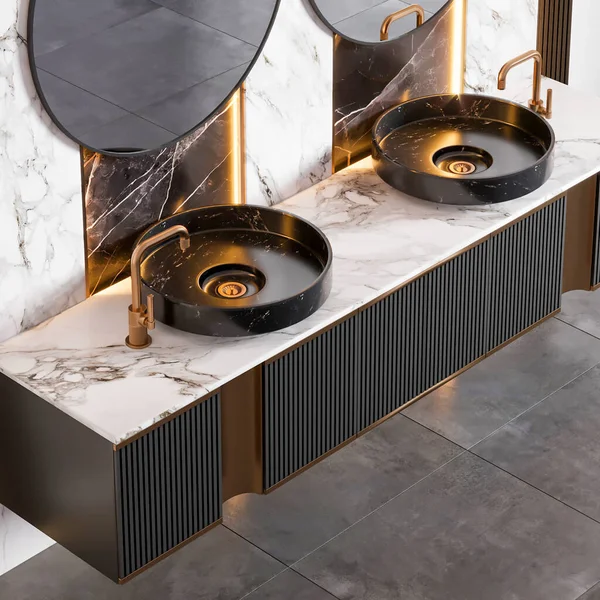 Render Modern Luxury Bathroom Furniture Interior Design Inspiration — Stock fotografie