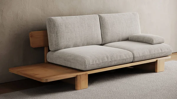 Render Living Room Set Sofa Wooden Table Interior Design — Stock Photo, Image