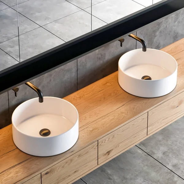 Render Modern Luxury Sink Bathroom Furniture Interior — ストック写真