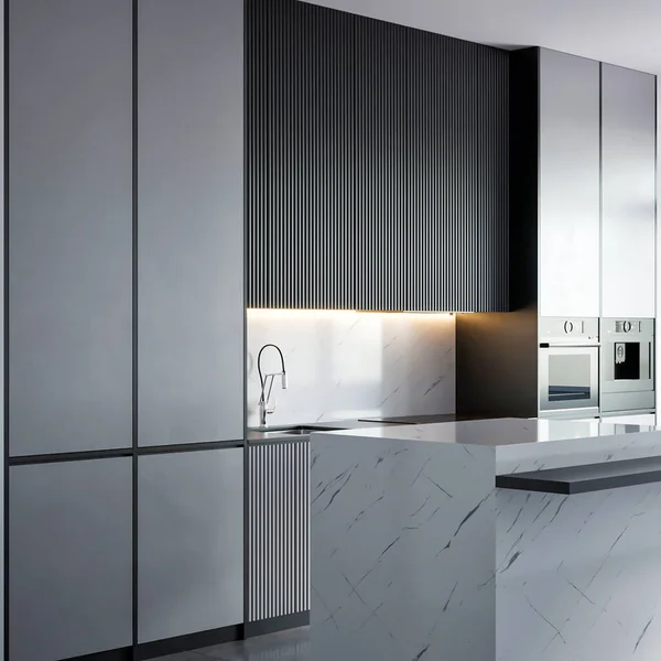 Render Modern Luxury Kitchen Furniture Interior Design — Stockfoto