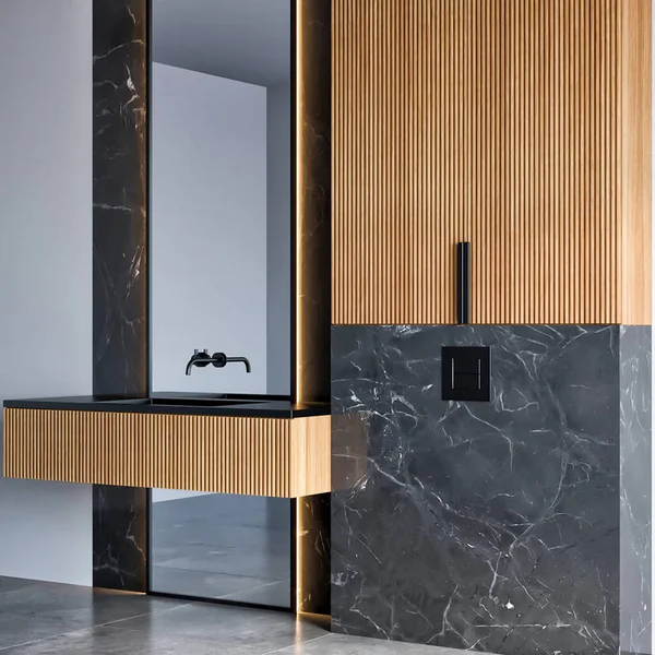 Rendering Modern Luxury Sink Bathroom Furniture Interior Design — Zdjęcie stockowe
