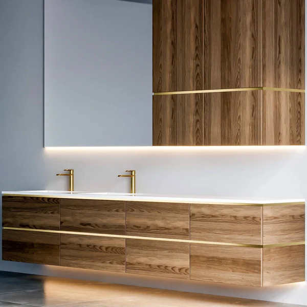 Rendering Modern Luxury Sink Bathroom Furniture Interior Design — Foto Stock