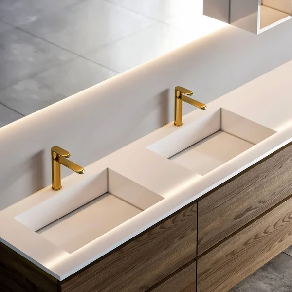 Rendering Modern Luxury Sink Bathroom Furniture Interior Design — Stock fotografie