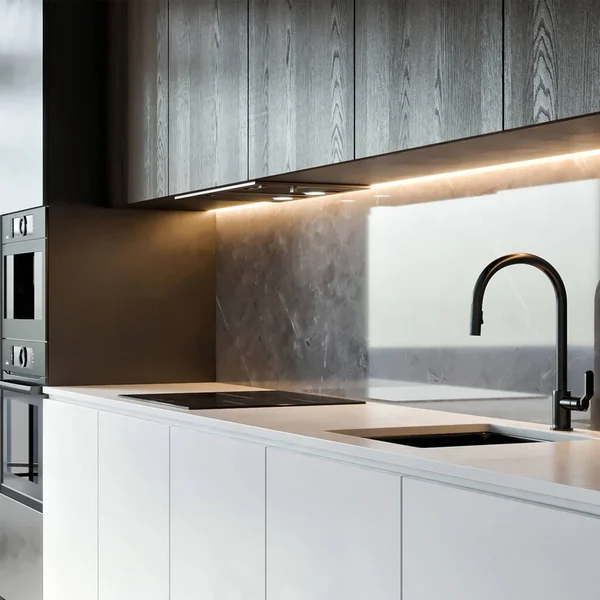 Rendering Modern Luxury Kitchen Furniture Interior Design — Stock Photo, Image
