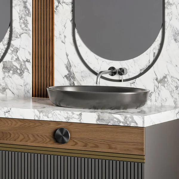 Rendering Modern Luxury Sink Bathroom Furniture Interior Design — 图库照片