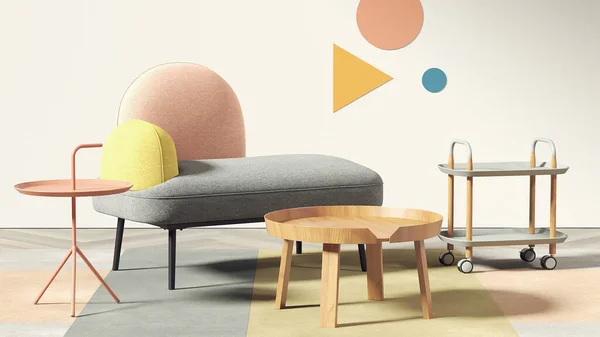 Render Modern Living Room Furniture Set Interior — Stockfoto