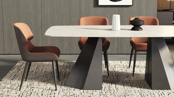 Rendering Dining Room Set Table Chair Interior Furniture — Fotografie, imagine de stoc