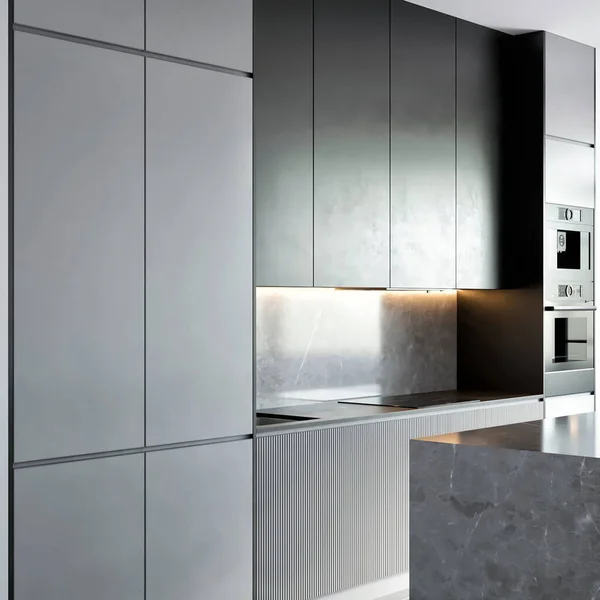 Rendering Modern Luxury Kitchen Interior Design — Photo