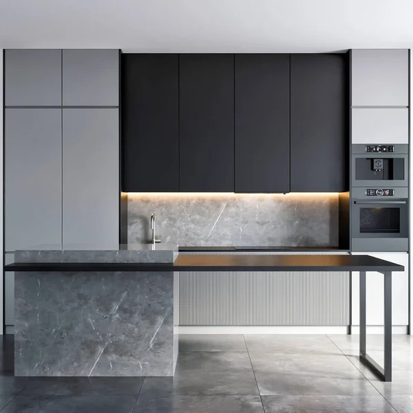 Rendering Modern Luxury Kitchen Interior Design — 스톡 사진