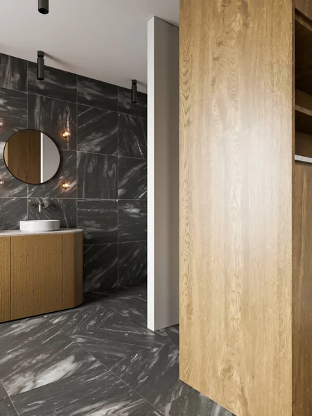 Render Stylish Bedroom Bathroom Interior Design — Foto Stock