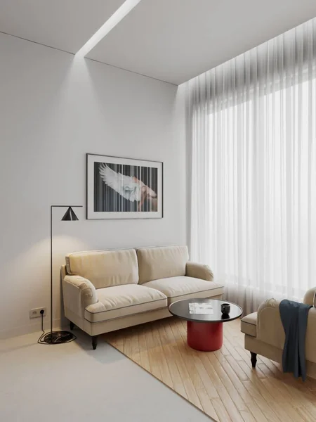 3d render small apartment interior scene design