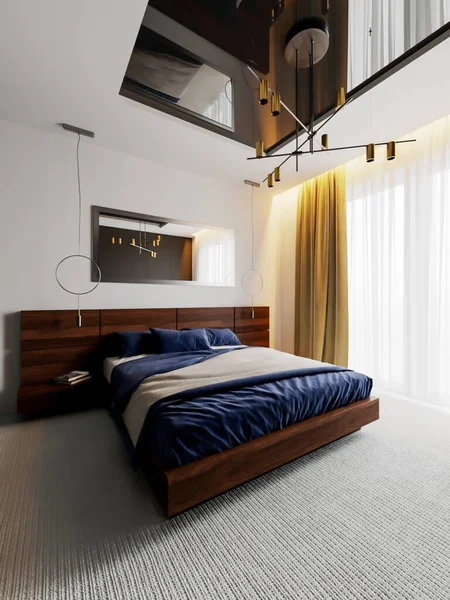 Render Modern Bedroom Interior Design — Stockfoto