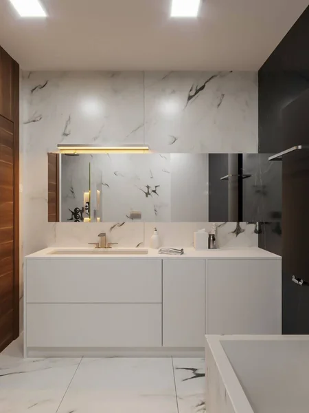 Render Modern End Bathroom Interior Design — Stok fotoğraf