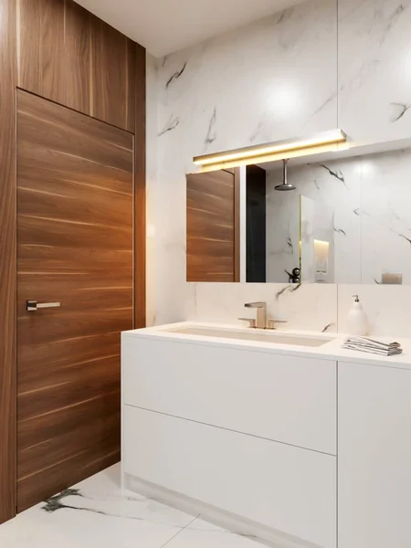 Render Modern End Bathroom Interior Design — Foto Stock