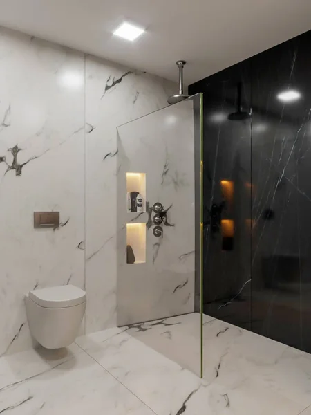 Render Modern End Bathroom Interior Design — стоковое фото