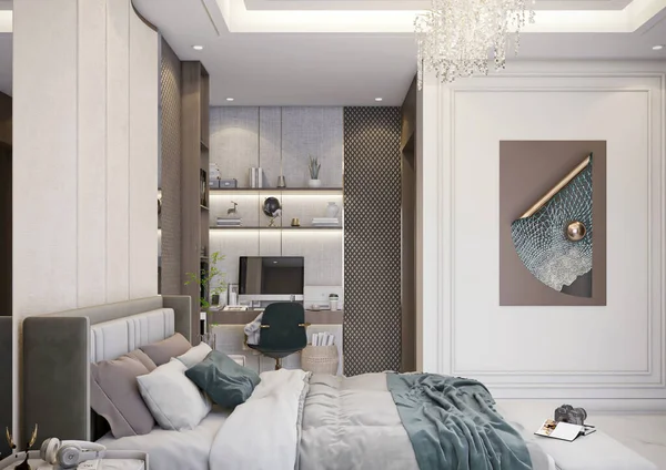 Maken Luxe Neoklassieke Master Bedroom Interieur Scene — Stockfoto