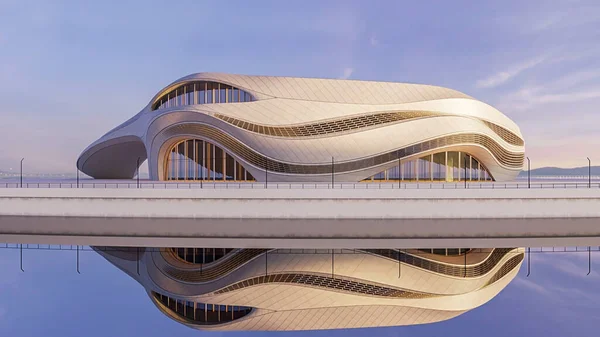 3d render futuristic building architecture exterior design