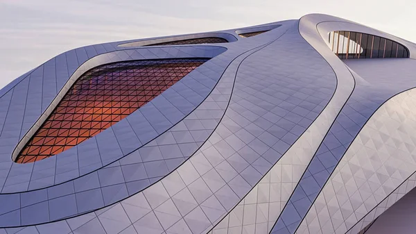 3d render futuristic building architecture exterior design