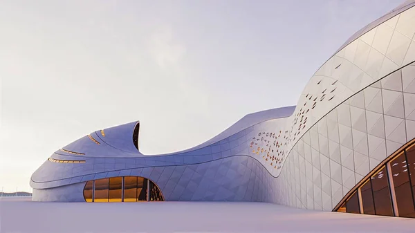 Tehdä Futuristinen Rakennuksen Arkkitehtuuri Ulkoasu — kuvapankkivalokuva