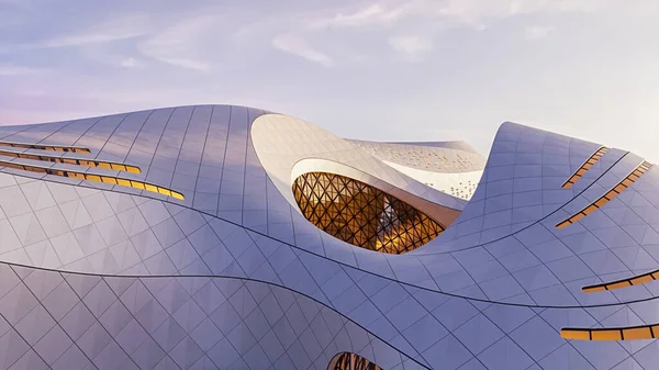 3d render futuristic building architecture exterior design