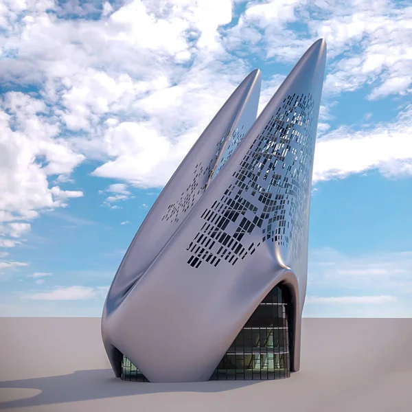Tekee Moderni Futuristinen Rakennus Arkkitehtuuri Inspiraatiota — kuvapankkivalokuva