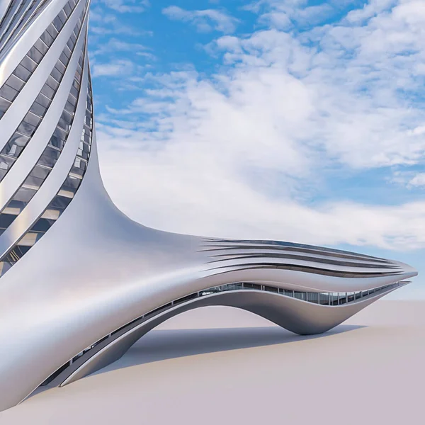 Tekee Moderni Futuristinen Rakennus Arkkitehtuuri Inspiraatiota — kuvapankkivalokuva