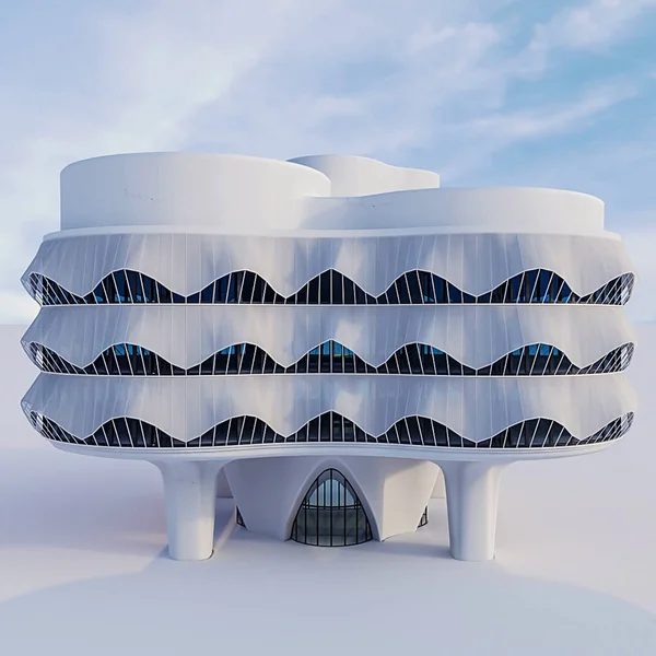 3D渲染未来建筑的外部设计 — 图库照片