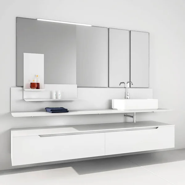 3D渲染现代简约浴室家具室内设计 — 图库照片