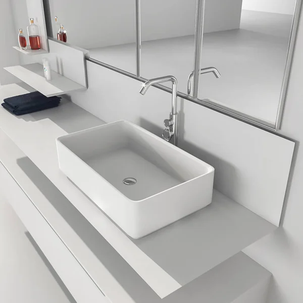 Rendering Moderne Minimalistische Badezimmermöbel Innenarchitektur — Stockfoto