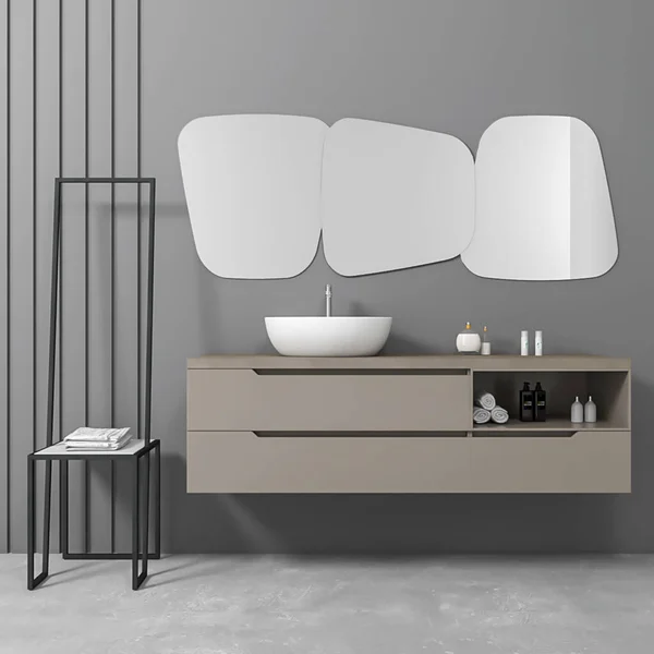 Rendering Moderne Minimalistische Badezimmermöbel Innenarchitektur — Stockfoto