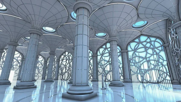 3d rendering futuristic building architecture interior