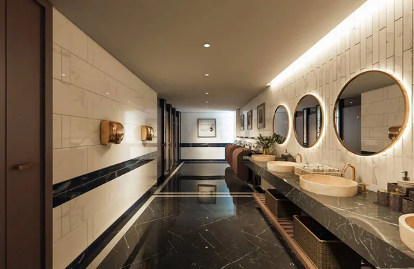 Rendering Lyx Hotell Toalett Interiör — Stockfoto